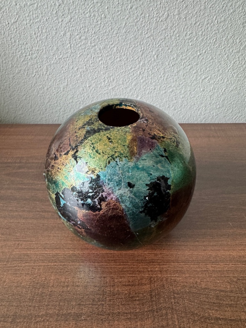 Vintage Handcrafted Iridescent Orb Vase